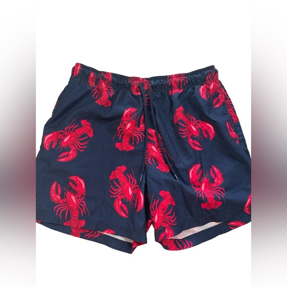 Men’s navy blue red nautical lobster swim shorts pull on swim trunks 36-38 L - Picture 6 of 6